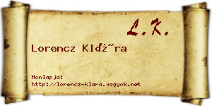 Lorencz Klára névjegykártya